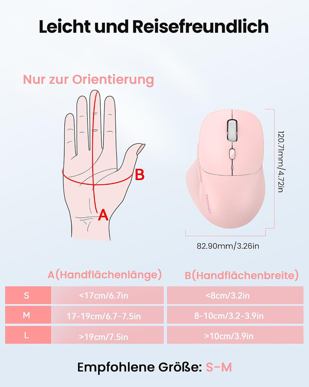 TECKNET Bluetooth Maus Wiederaufladbar, Ergonomische Daumenauflage | Tri-Modi: BT5.0/3.0 + 2.4G, 480