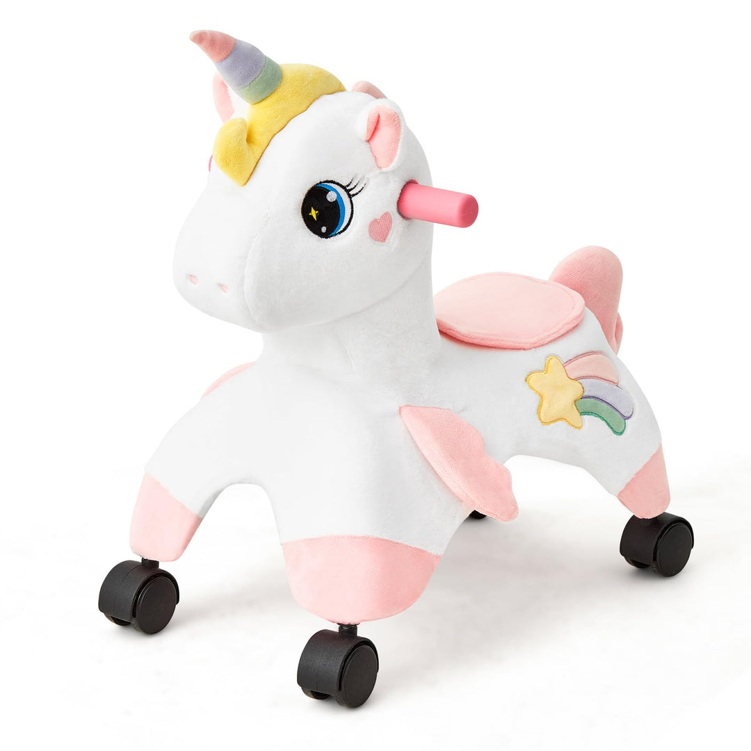 FUNLIO Einhorn Rutschauto ab 1 Jahr mit 360°-Rädern, Niedlich Baby Rutschauto, Entwickelt zur Förder