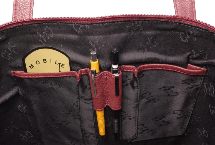 Gigi - Damen Leder Schultertasche - Tote Bag Gross - Handtasche mit Herz Schlüsselring - OTHELLO 910