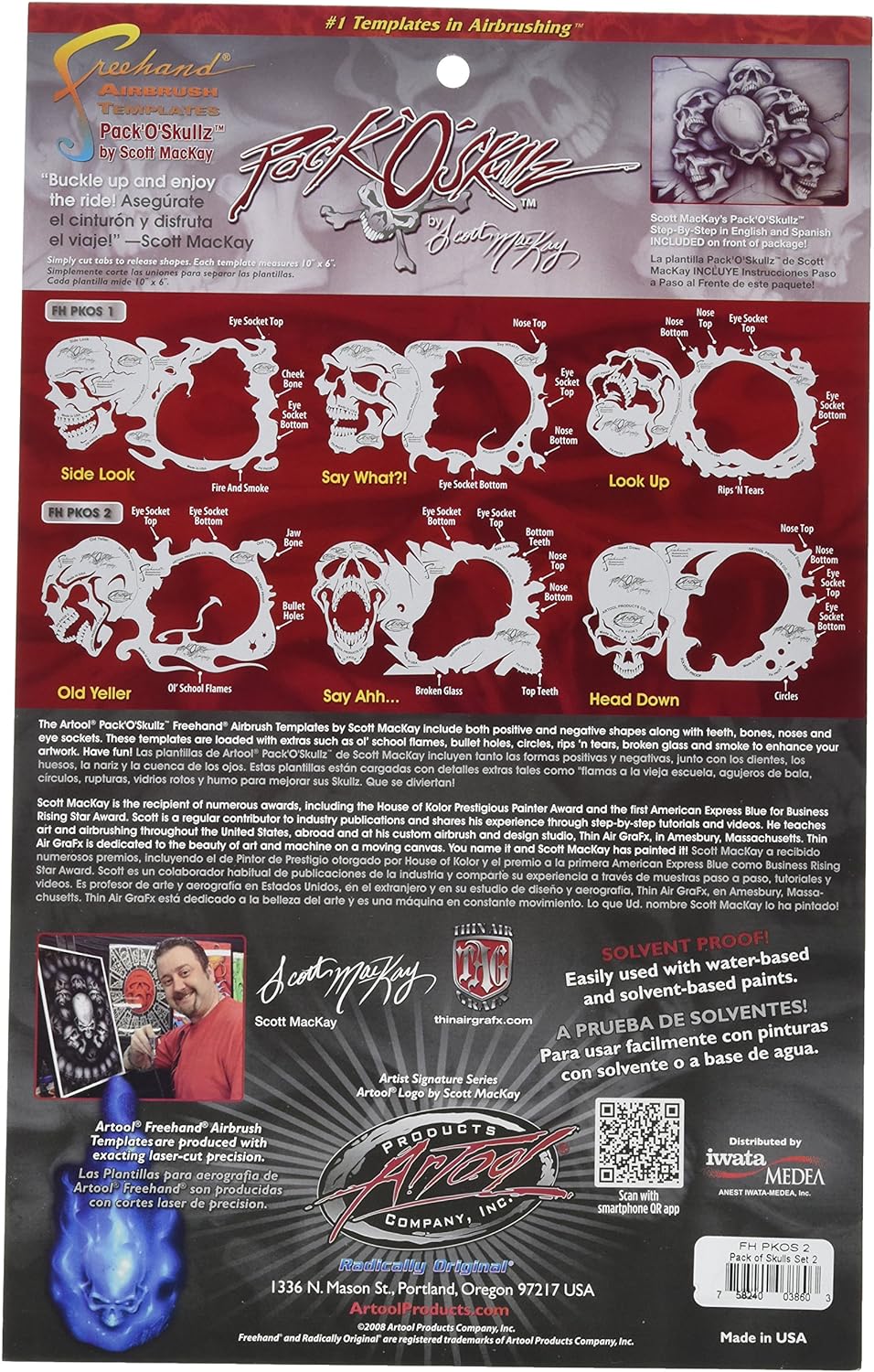Iwata-Medea Artool Skullz 2 Airbrush Schablone (3er Set)