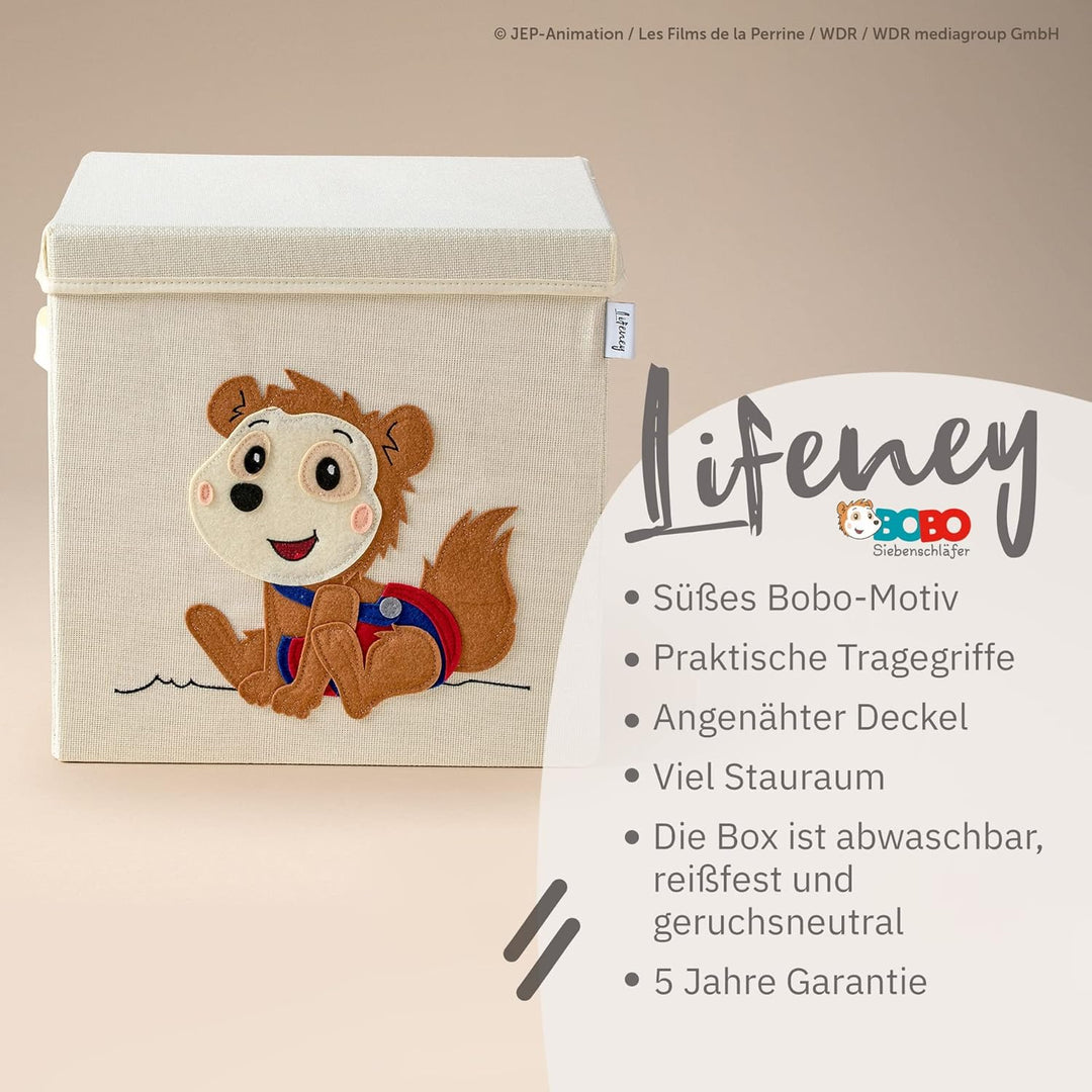 LIFENEY meets Bobo Siebenschläfer Aufbewahrungsbox mit Deckel für Kinder – Box mit dem kultigen Sieb