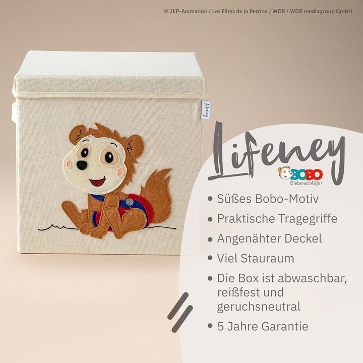 LIFENEY meets Bobo Siebenschläfer Aufbewahrungsbox mit Deckel für Kinder – Box mit dem kultigen Sieb