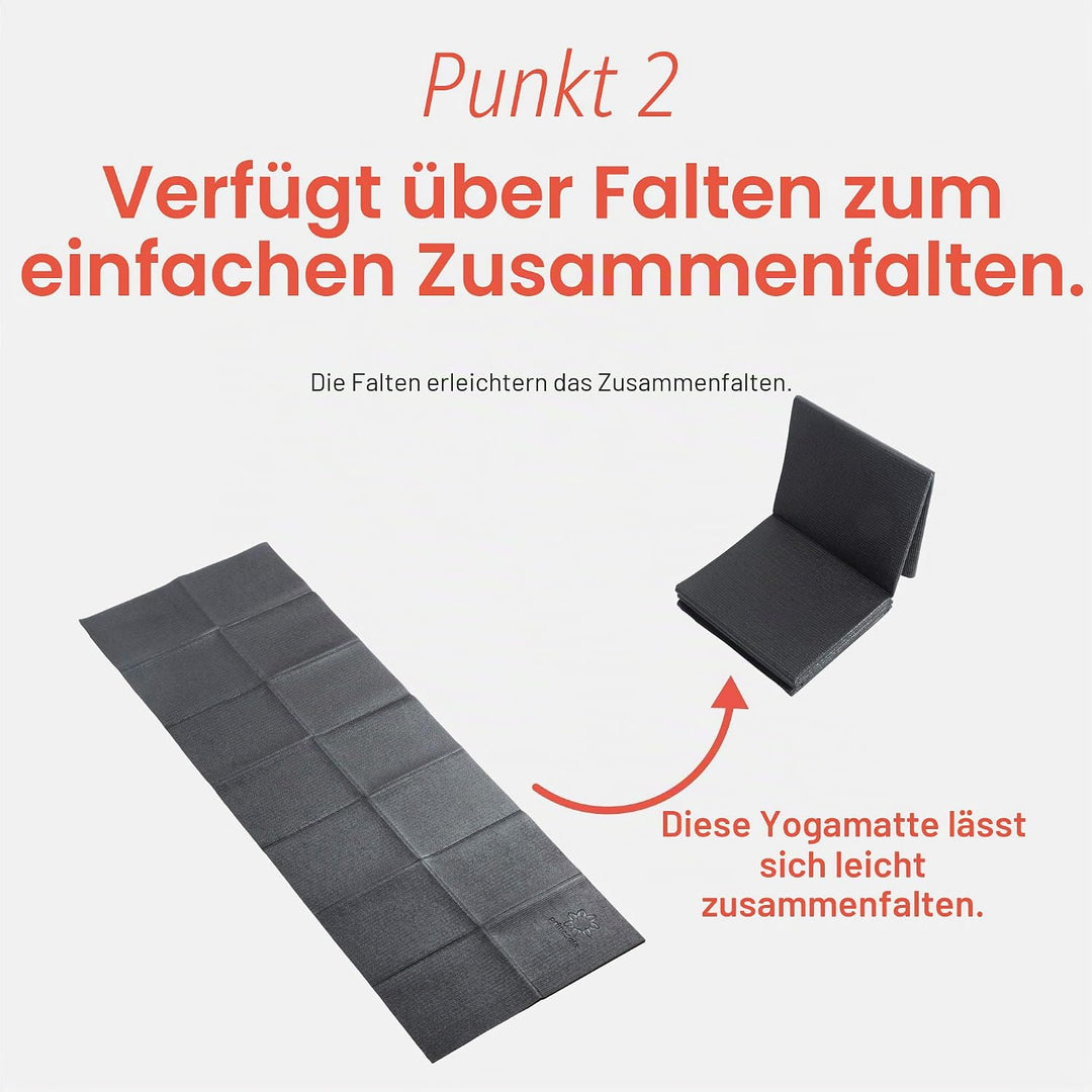 PRIMASOLE Faltbare Yoga-Reise-Pilates-Matte Schwarz, Schwarz