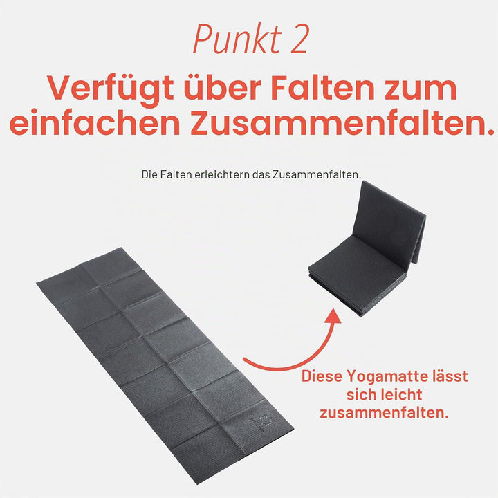 PRIMASOLE Faltbare Yoga-Reise-Pilates-Matte Schwarz, Schwarz