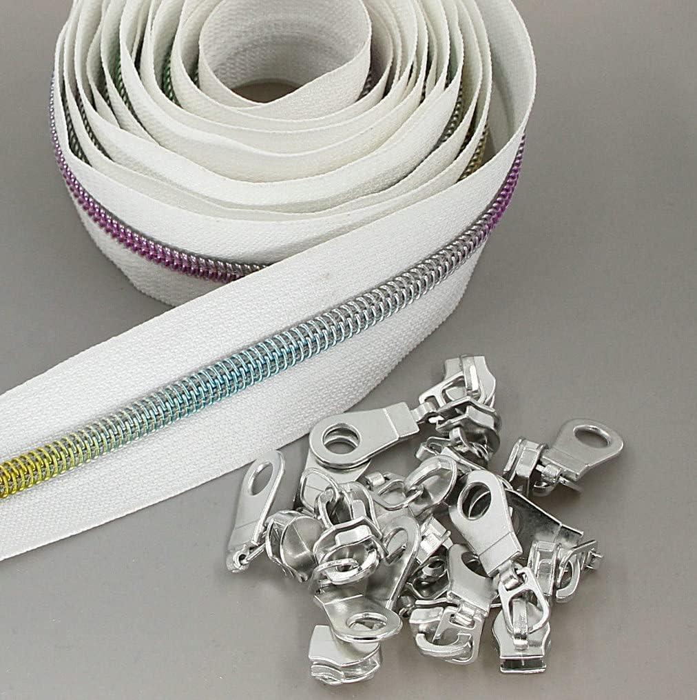 Leekayer 5# Reissverschlüsse Bunte oder goldene Zähne Reissverschluss Zufällig senden 9 m weisses Kl