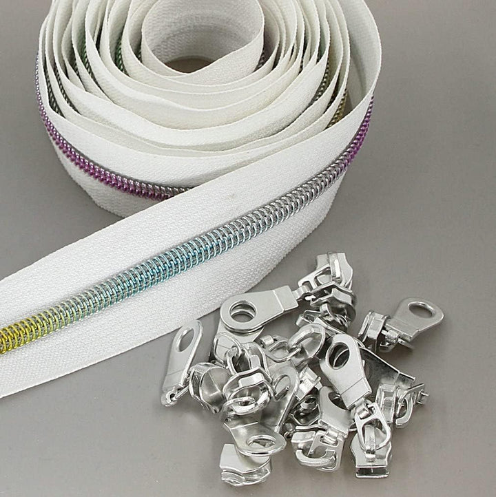 Leekayer 5# Reissverschlüsse Bunte oder goldene Zähne Reissverschluss Zufällig senden 9 m weisses Kl