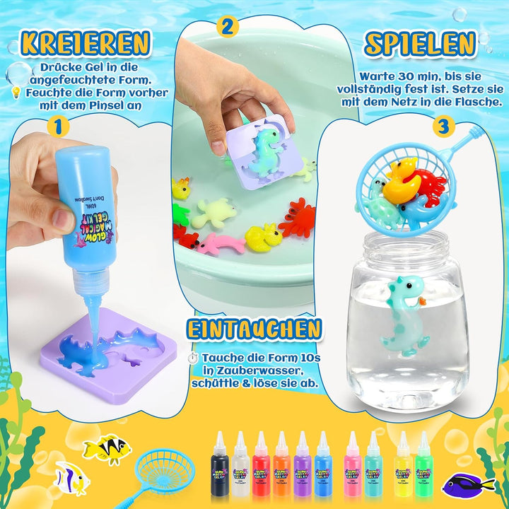 Wasser Elf Kit, Magisches Aqua Gelz Set Bastelset Kinder ab 4 5 6 7 8 9 10 Jahre Geschenk Mädchen 6