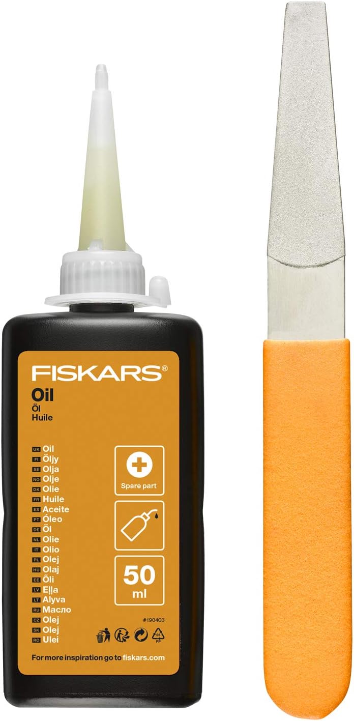 Fiskars Pflegeset für Gartenschneidgeräte, Mit Diamantfeile, Öl und Pflegeanleitung, 1001640