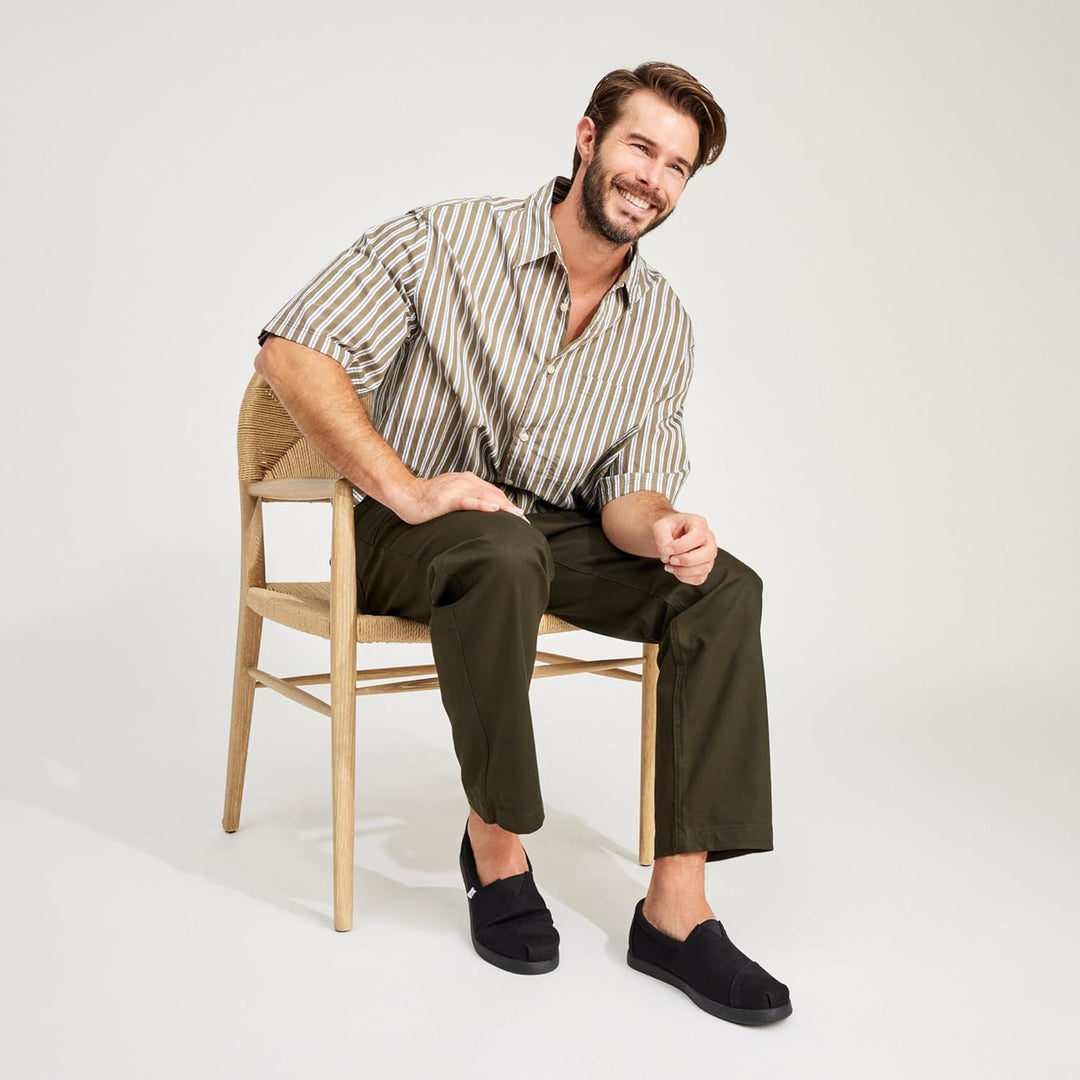 TOMS Herren Alp FWD Flacher Slipper 39 EU Schwarzes Recyceltes Baumwoll Segeltuch, 39 EU Schwarzes R