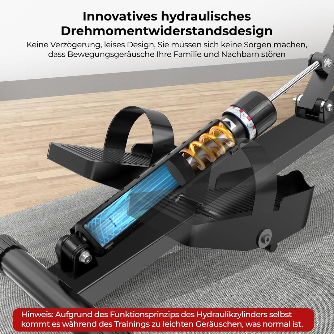 Rudergerät für Zuhause, Micyox Hydraulisches Fitness-Rudergerät mit 12 Widerstandsstufen, Multifunkt