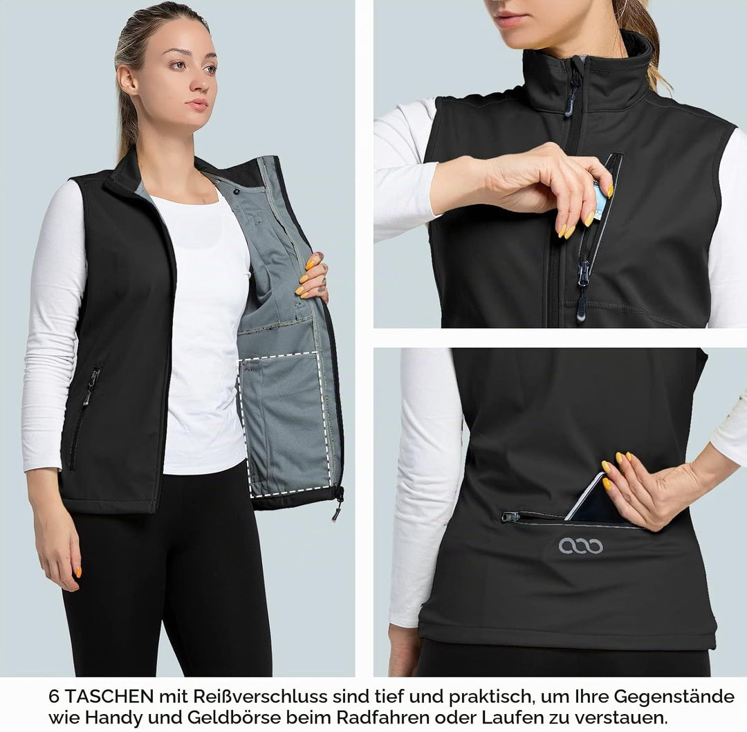 33,000ft Damen Leichte Laufweste Outdoor Softshell Weste Frau Ärmellose Jacke Winddichte Wasserdicht