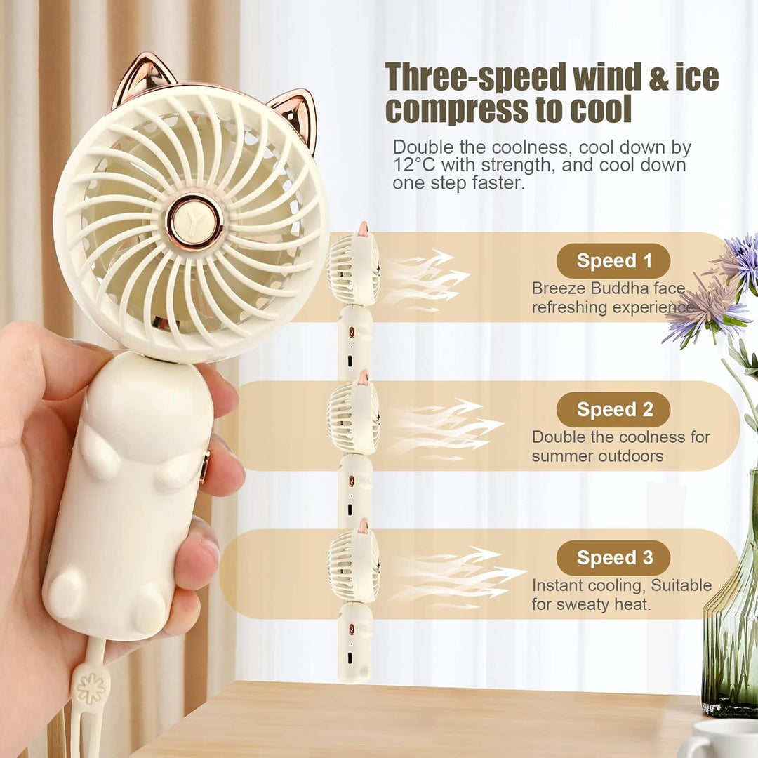 Gukasxi Tragbarer Handventilator Faltbarer Mini USB Ventilator mit Wiederaufladbarem Akku Klein 3-Ga