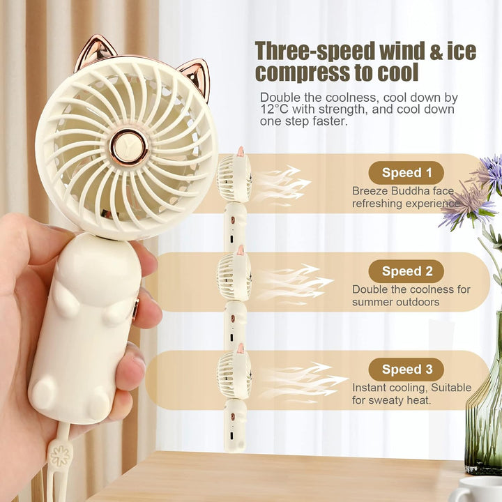 Gukasxi Tragbarer Handventilator Faltbarer Mini USB Ventilator mit Wiederaufladbarem Akku Klein 3-Ga