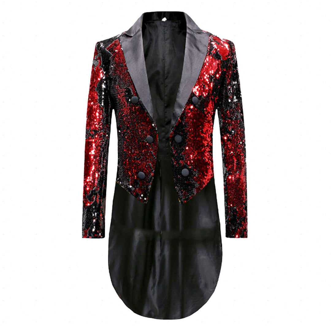Herren Glitzer Frack Jacke Pailletten Sakko Smoking Mantel Blazer Freizeit 70er Disco Kostüm Anzugja