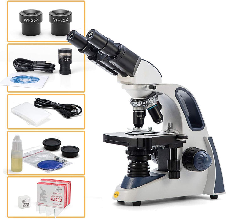 SWIFT SW380B Binokular Labor Mikroskop 40X-2500X Vergrösserung, Siedentopfkopf, mechanischem Objektt
