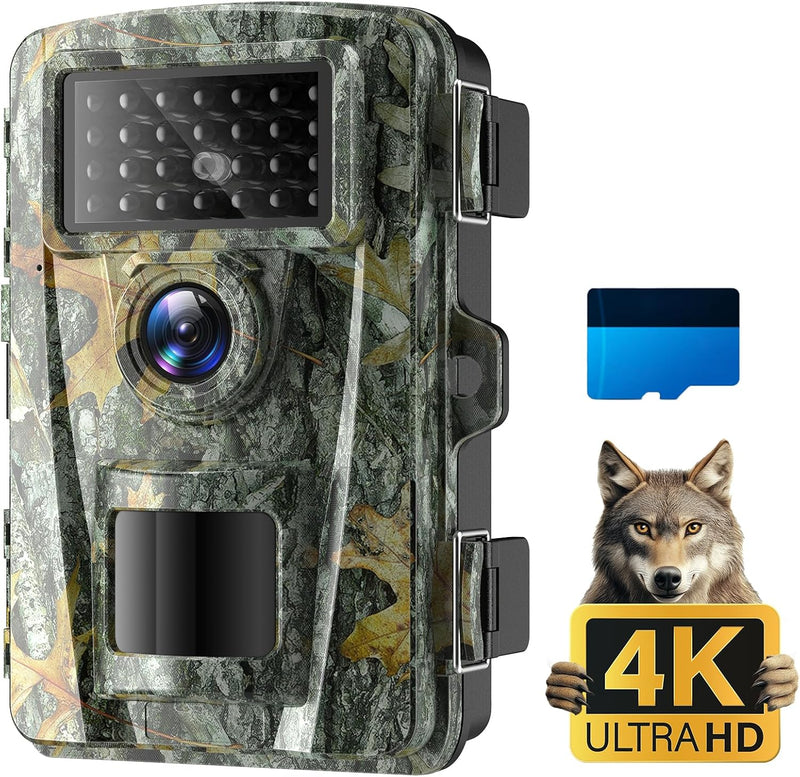 Coolifepro 4K 48MP Wildkamera, Wildkamera mit Bewegungsmelder Nachtsicht No Glow 940nm IR LEDs, 0,1s