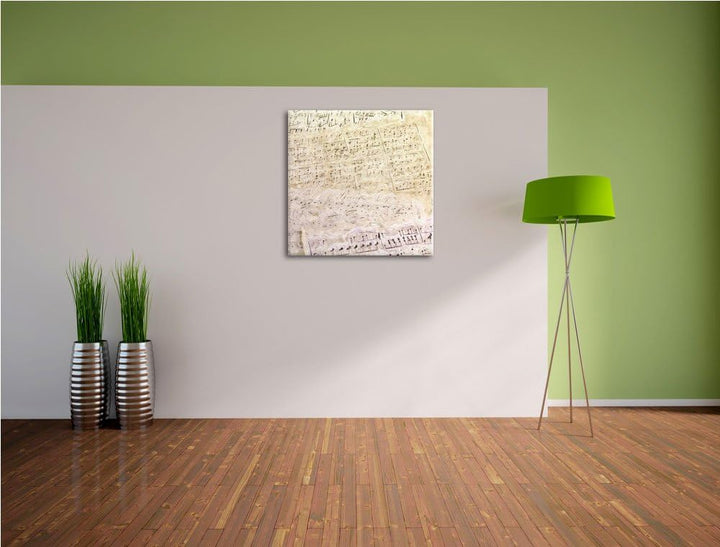 schöne alte Notenblätter, Format: 70x70 auf Leinwand, XXL riesige Bilder fertig gerahmt mit Keilrahm