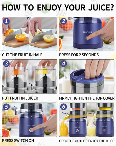 Zitronenpresse Elektrisch Organgenpresse Tragbare USB-Aufladung Juicer Entsafter für Orange, Zitrone