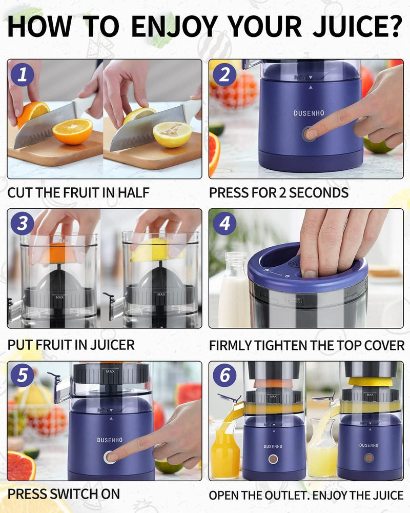 Zitronenpresse Elektrisch Organgenpresse Tragbare USB-Aufladung Juicer Entsafter für Orange, Zitrone