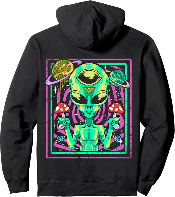 Psychedelic Alien Sci Fi Space Universe Mushrooms Pullover Hoodie