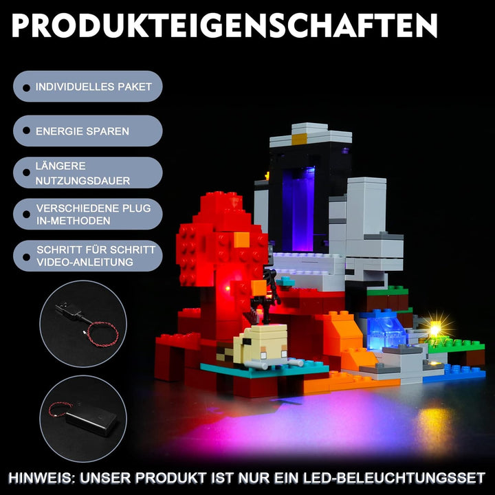 Led Licht Set Kompatibel mit Lego 21172 Minecraft Das zerstörte Portal Minecraft Spielzeug Set (Kein