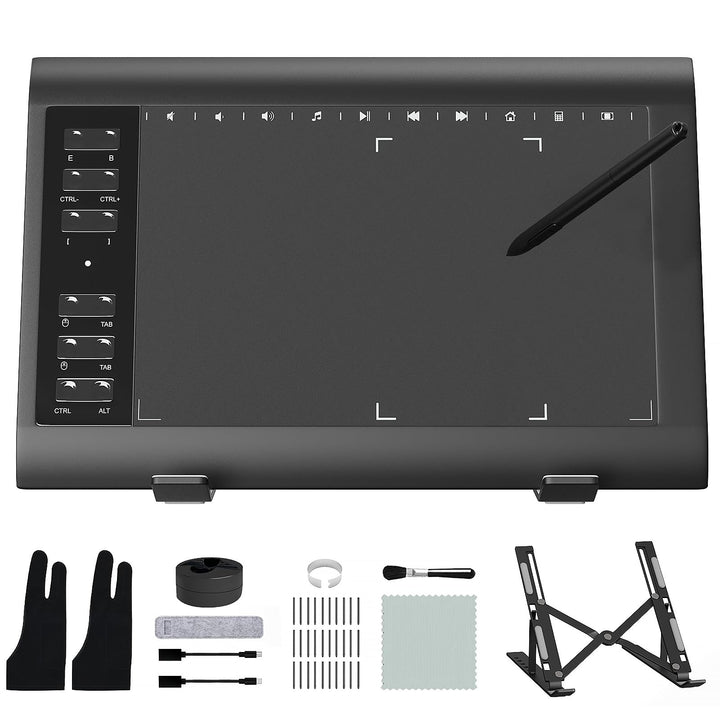 Grafiktablett, 25,4 x 15,7 cm, digitale Grafiktabletts für PC und Computer/Pad, batteriefreier Stift