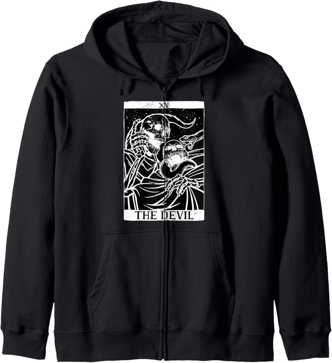 Tarot Karte Der Teufel Devil Okkultes Skelett Goth Hexe Kapuzenjacke