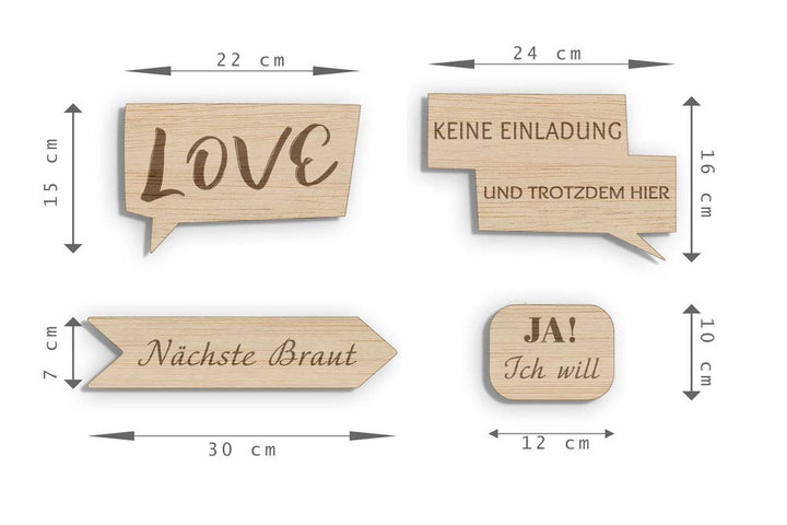 Fotobox Accessoires Hochzeit Requisiten, Schilder aus Holz mit Sprüchen, Wedding Props Zubehör für P