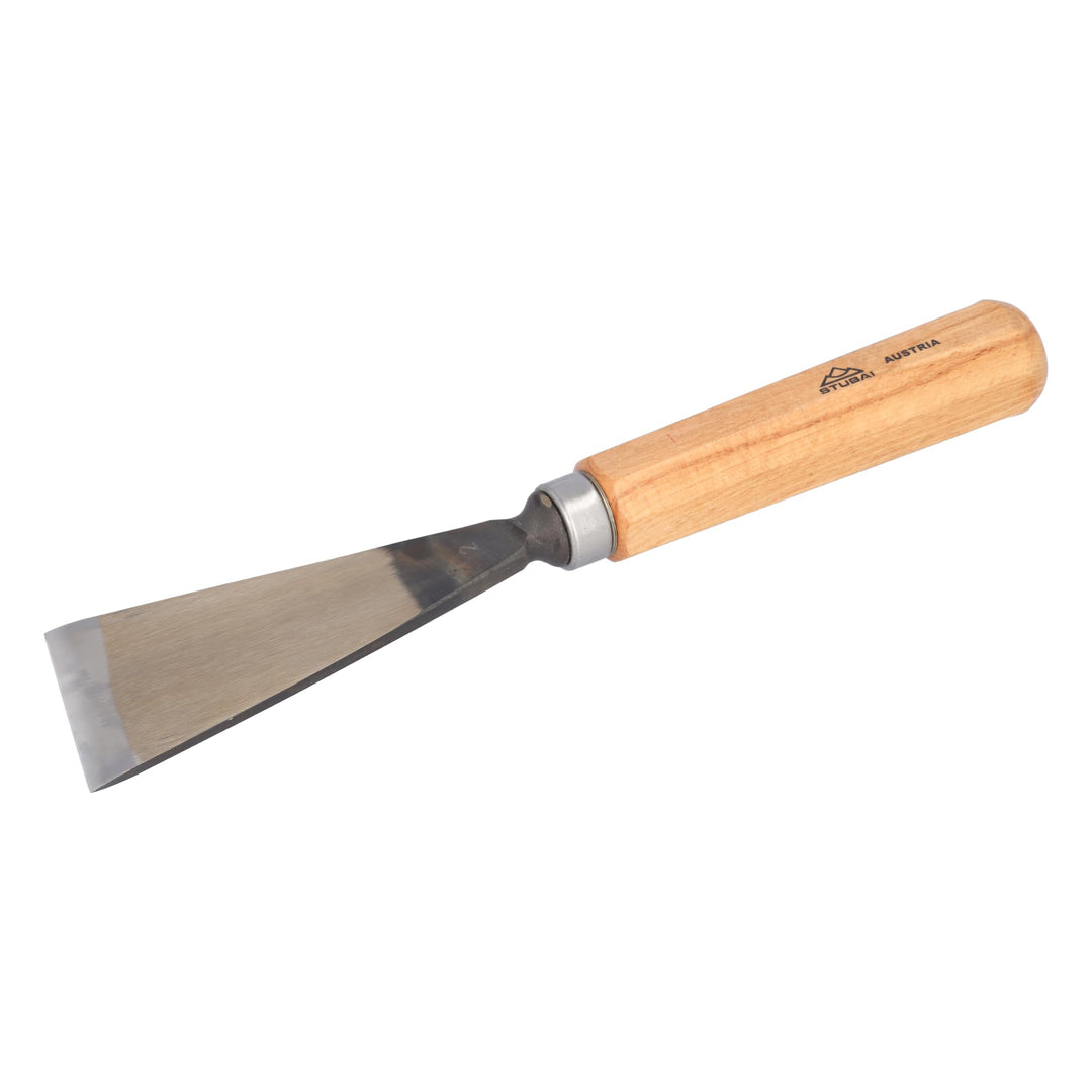 STUBAI Stemmeisen Stechbeitel Serie 52 - Form 2 | Gerades Balleisen, schräg - 60 mm, mit Holzgriff,