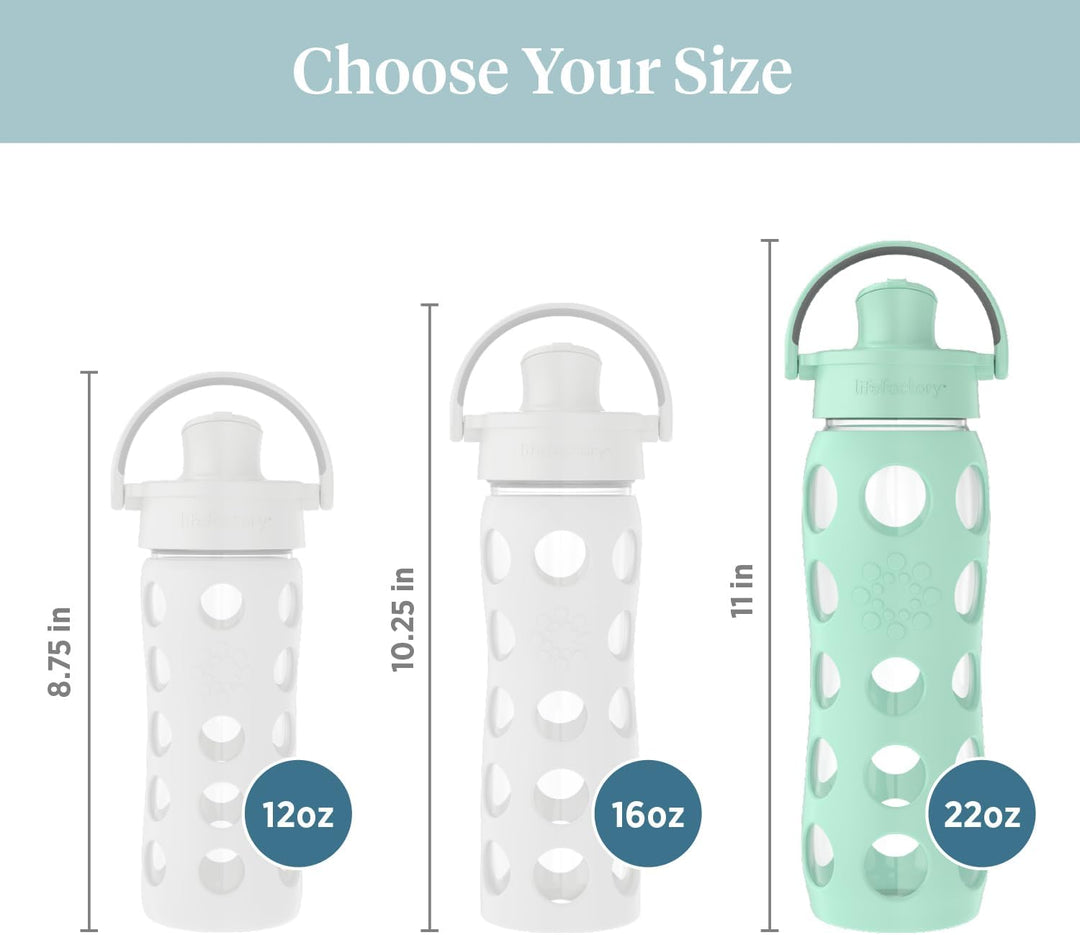 Lifefactory Active Flip Cap Glas-Wasserflasche, 625 ml, Minzgrün, 651 ml Mint