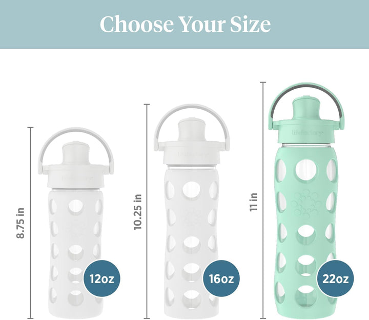 Lifefactory Active Flip Cap Glas-Wasserflasche, 625 ml, Minzgrün, 651 ml Mint