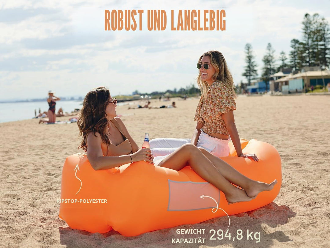 wekapo aufblasbar Air Liege, Blow Up Sofa für Camping, Reisen und Strand, Orange, Orange