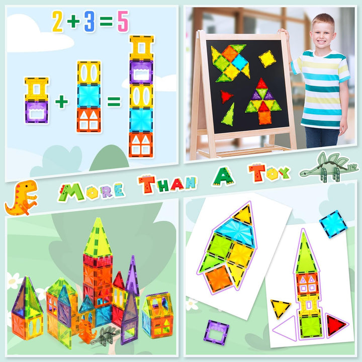 Theefun Magnetische Bausteine 52 Teile, Magnetbausteine Magnetspielzeug Magnet Spielzeug für Kinder