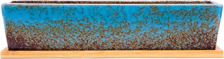 Sukkulenten-Blumentöpfe, 30 cm lang, rechteckig, Sukkulenten-Blumentöpfe mit Drainage, Bambusschalen