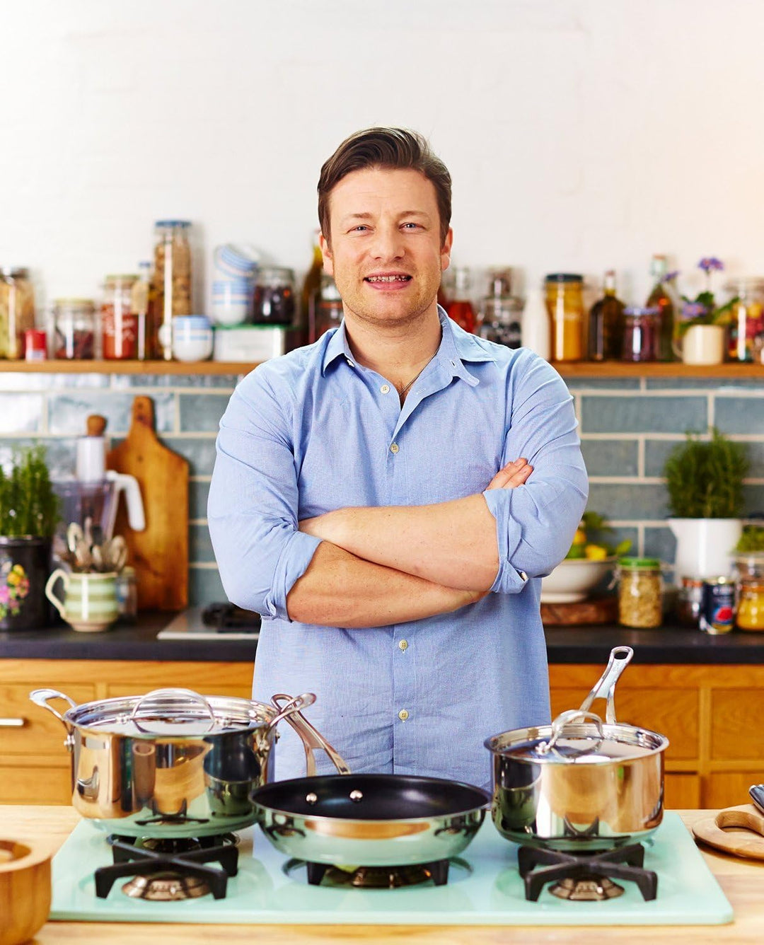 Tefal E79071 Jamie Oliver Induction Servierpfanne mit 2 Seitengriffen und Glasdeckel, 25 cm, 2,8L, E