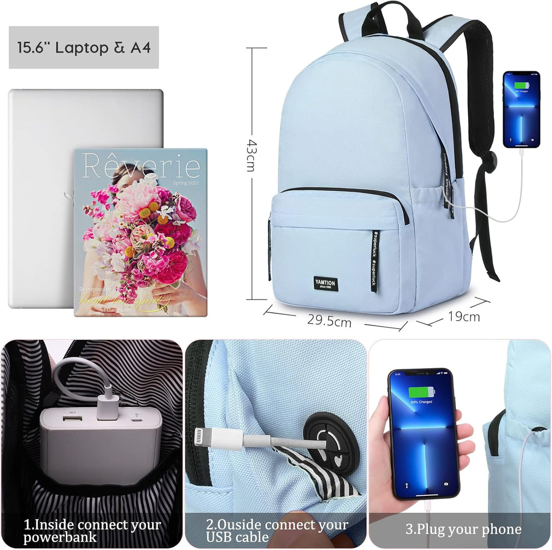 YAMTION Schulrucksack Mädchen Schultasche Jungen Teenager,Rucksack Damen Tagesrucksack Herren mit 15