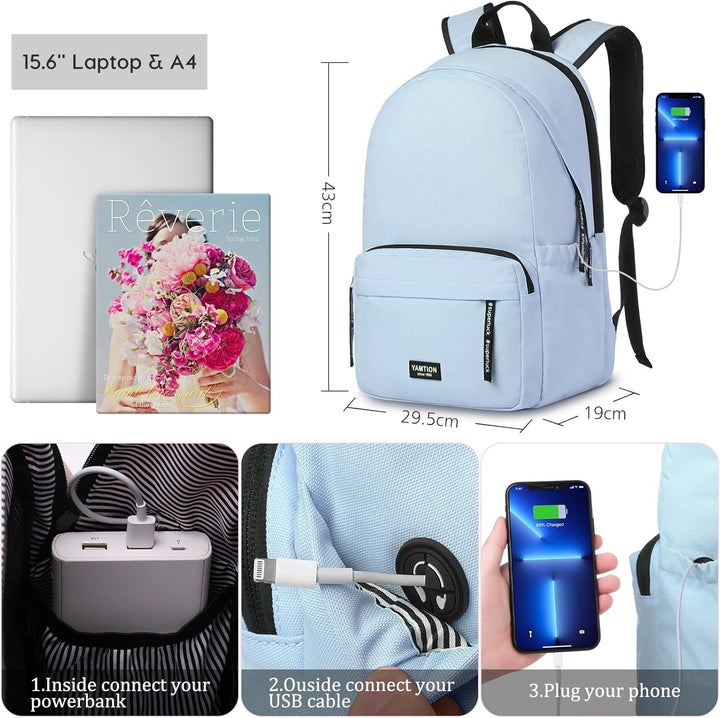 YAMTION Schulrucksack Mädchen Schultasche Jungen Teenager,Rucksack Damen Tagesrucksack Herren mit 15