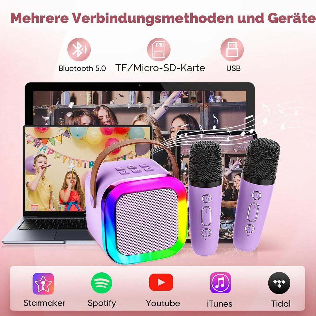 Karaoke-Maschine für Kinder Erwachsene, tragbare Kinder Karaoke-Lautsprecher mit drahtlosem Mikrofon