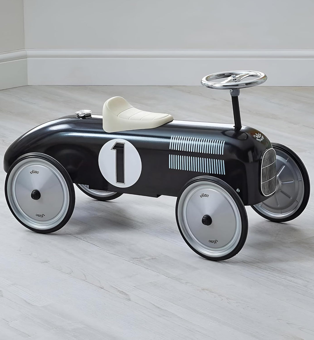 Vilac - Kindertrage - My Oldtimer-Rennwagen aus schwarzem Metall - Entwickelt die motorischen Fähigk