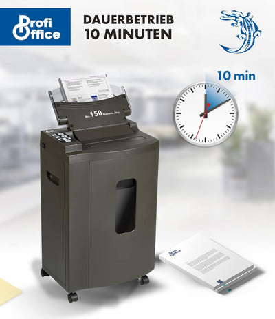 Profi Office Auto Feed Aktenvernichter Partikelschnitt P-5 Alligator - 150 Blatt gleichzeitig, extre