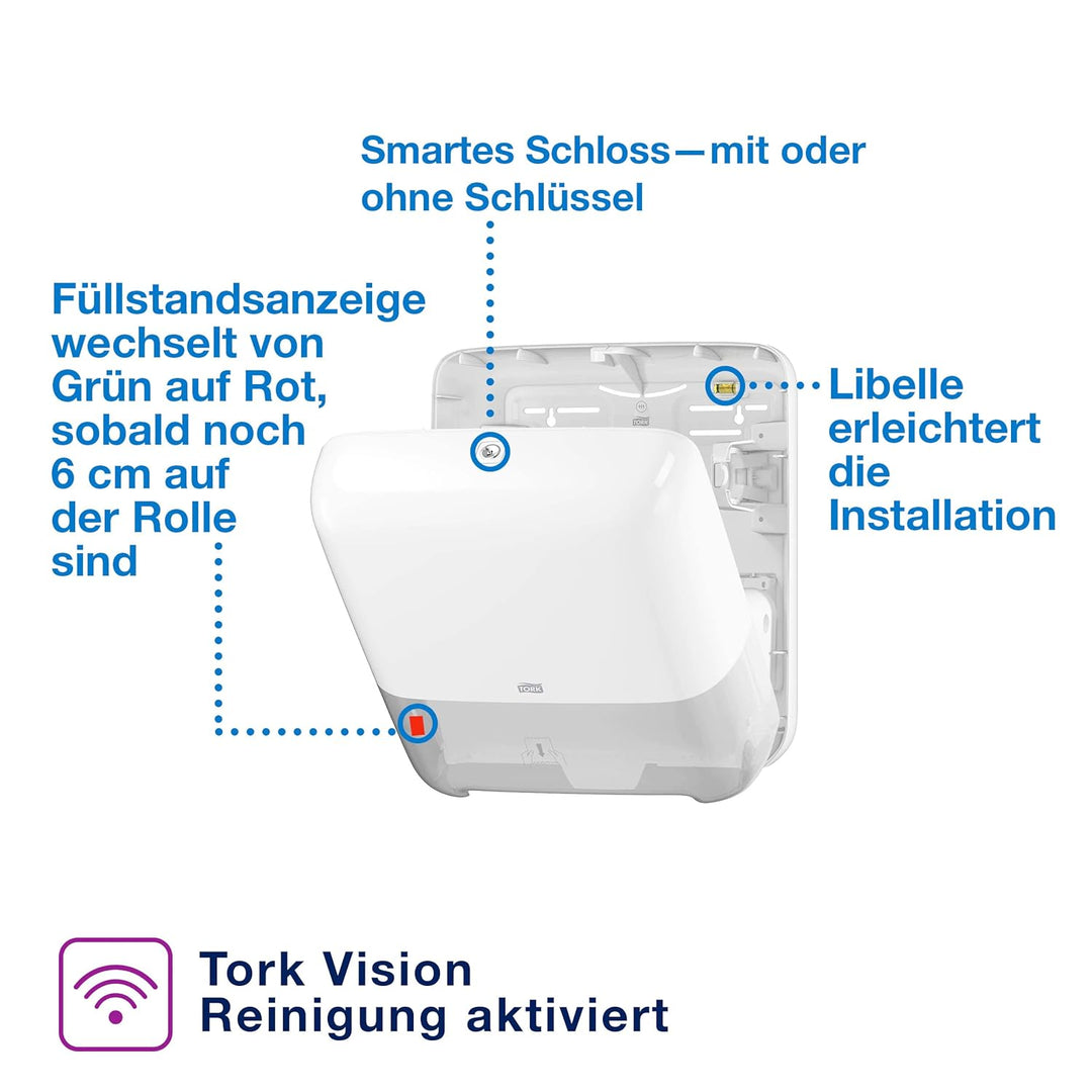 Tork Matic Spender für Rollenhandtücher Weiss H1, Nachfüllanzeige, Elevation Design, 551000 One Size