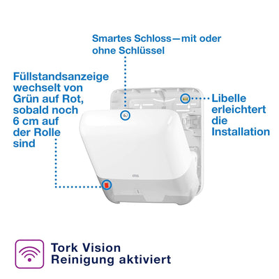 Tork Matic Spender für Rollenhandtücher Weiss H1, Nachfüllanzeige, Elevation Design, 551000 One Size