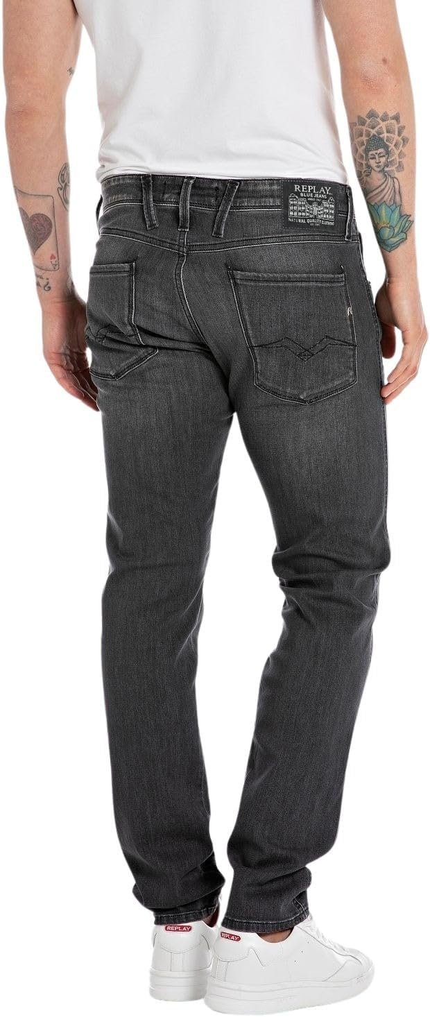 Replay Herren Jeans Anbass Slim-Fit mit Power Stretch 31W / 34L Dark Grey 097-1, 31W / 34L Dark Grey