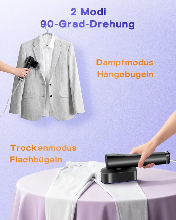 Steamer Dampfglätter 1200W, 2-in-1 Reisebügeleisen Mini mit 15S Schnellaufhezung, 700 g Leicht Tragb