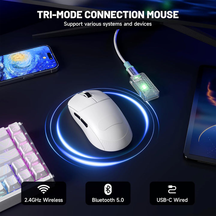 ATTACK SHARK X8 Serie Kabellose Gaming-Maus, 55–65 g Superleicht, PixArt PAW3395/3950 Sensor, BT/2.4