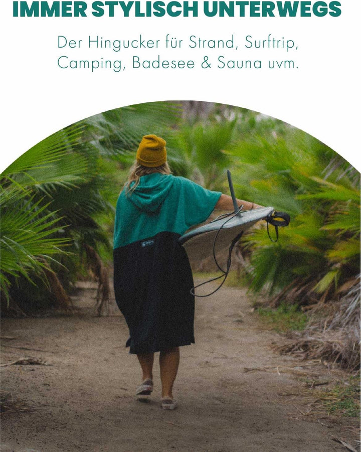 WAVE HAWAII Poncho Aveiro Surfponcho 100% Baumwolle für Körpergrössen von 170-200 cm Umkleidehilfe f