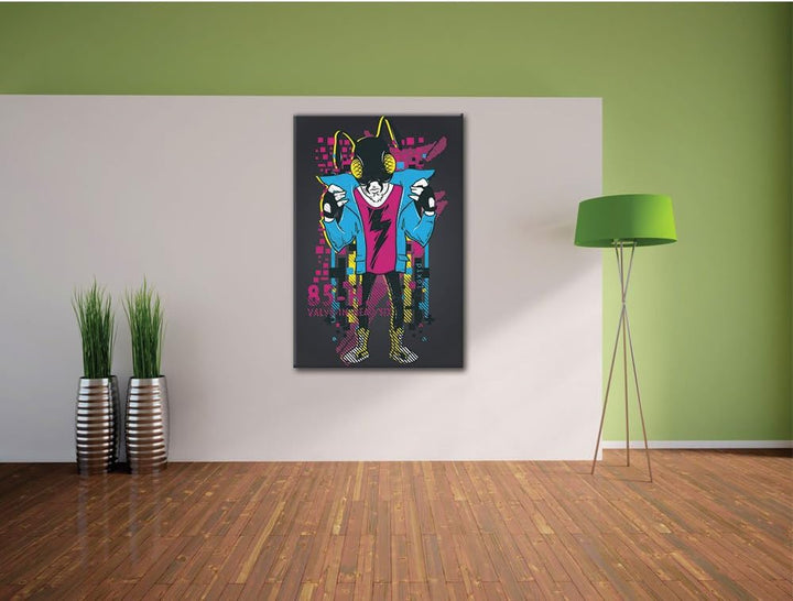 Pixxprint Flash Bug Black Bild auf Leinwand, XXL riesige Bilder fertig gerahmt mit Keilrahmen, Kunst