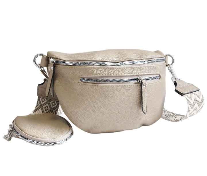 irisaa Umhängetasche Damen Crossbody Bag, 3 in 1 Schultertasche, Bauchtasche mit Reissverschluss und