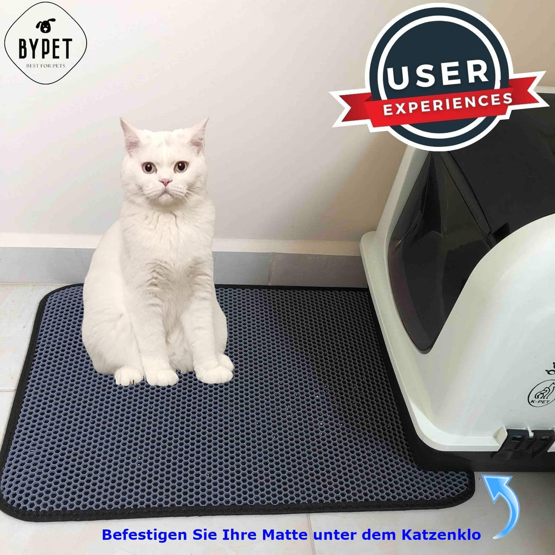 BYPET Katzenklo Matte, 58 cm Runde Katzenklo Katzenstreu Matte Unterleger Vorleger Waben Design wass