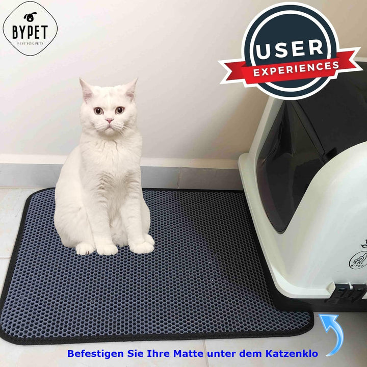 BYPET Katzenklo Matte, 58 cm Runde Katzenklo Katzenstreu Matte Unterleger Vorleger Waben Design wass